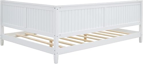 Miniatura 29 de Marco de sofá cama de tamaño individual con soporte de listones, sofá cama individual de madera maciza con respaldo y un reposabrazos único, sofá