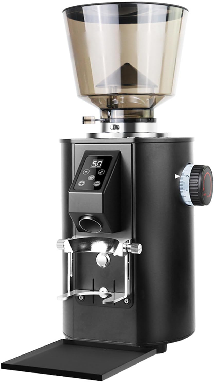 Espresso Coffee Grinder,Grinding Flat Burr Coffee Machine,Touchscreen Control, 9 Grind Settings, 64mm Flat Burr, Quantitative Fully Automatic,for Coffee Shops Black