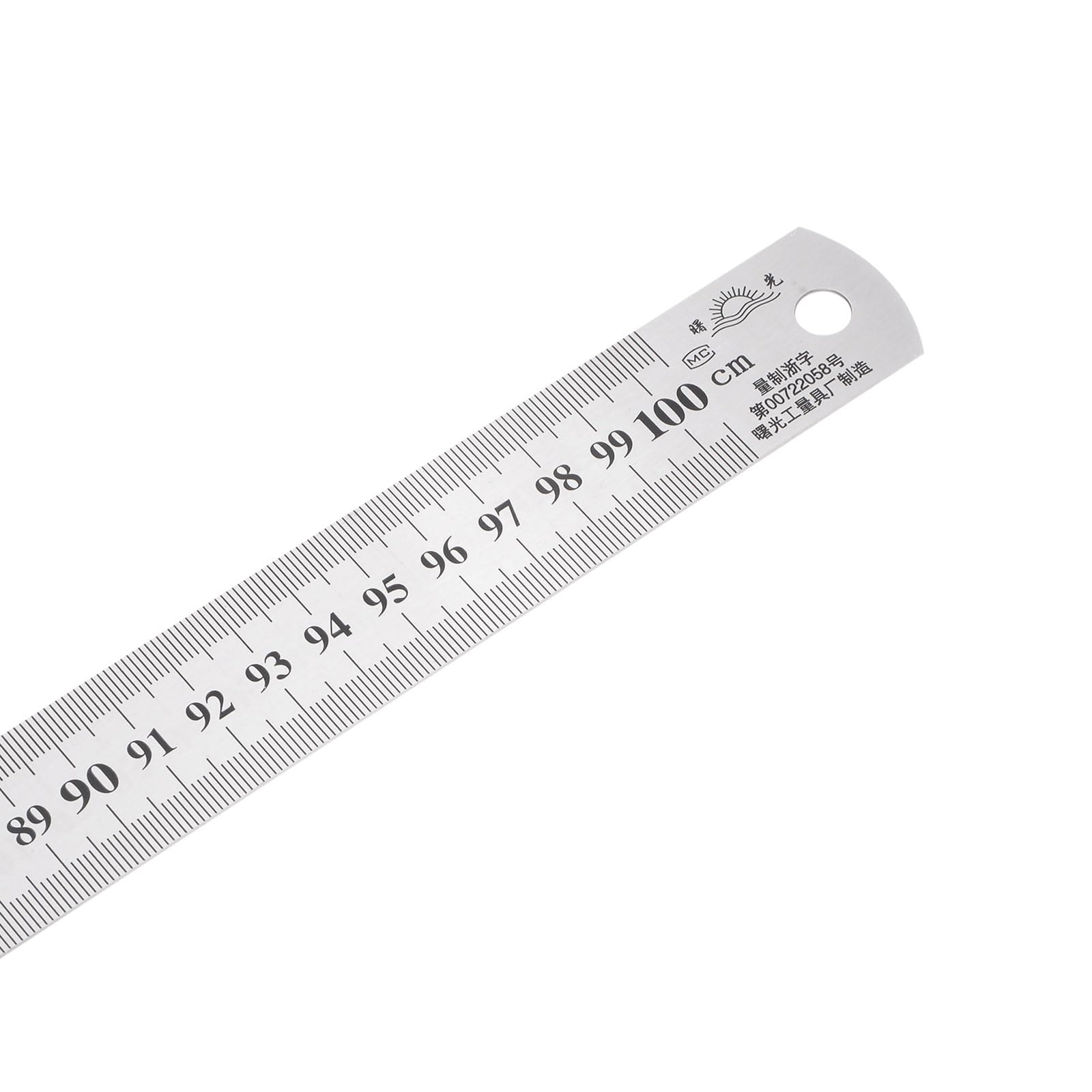 Regla de Acero Inoxidable - [100 Cm/40"X 1/25"X 1-1/7"] Herramientas de Medición de Borde Recto de Lectura Doble para Uso En Diseño Arquitectónico | Tono Plateado