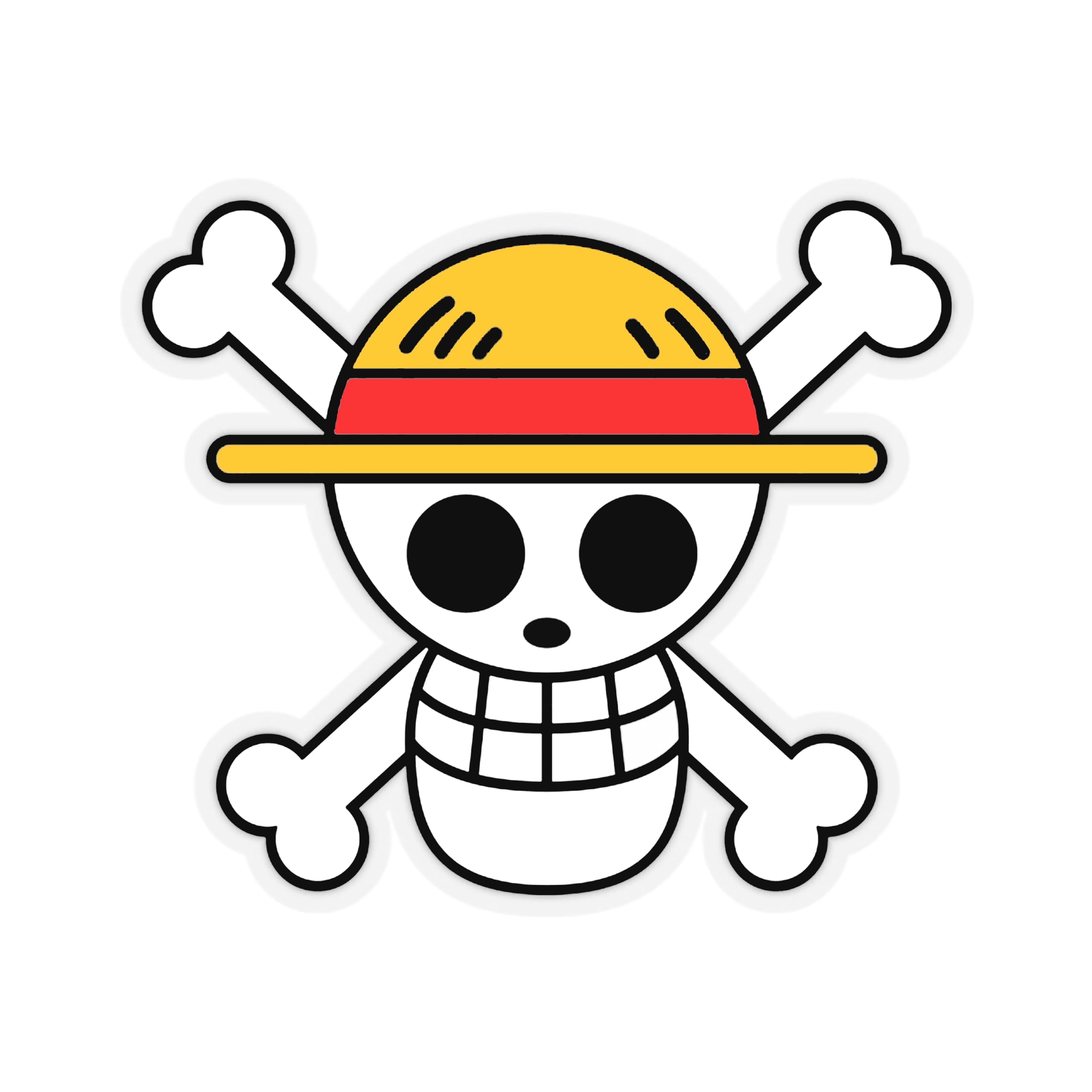 Luffy Straw Hat Pirate Vinyl Decal | Color | Sticker 5 X 4.5 Inch for Walls, Doors, Cars, Trucks, Motorcycles, Boats & Laptops-SS&Ds -1213