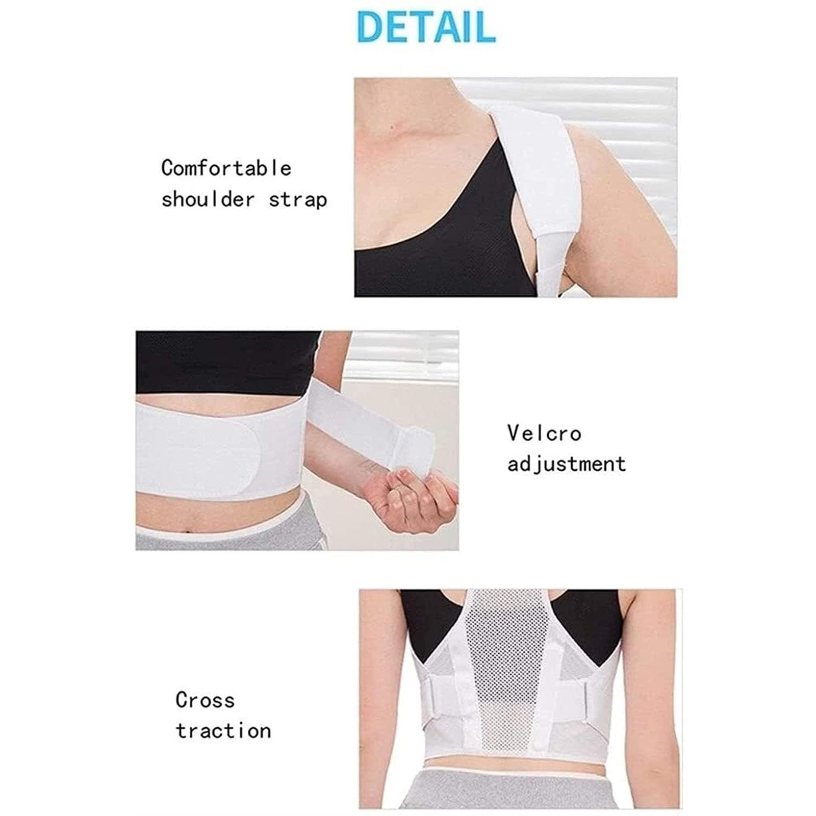 Corrector de postura de malla transpirable para hombres y mujeres, cinturón de soporte completo para espalda, correas ajustables, cinturón de soporte para la columna, alivio del dolor de espalda, hom