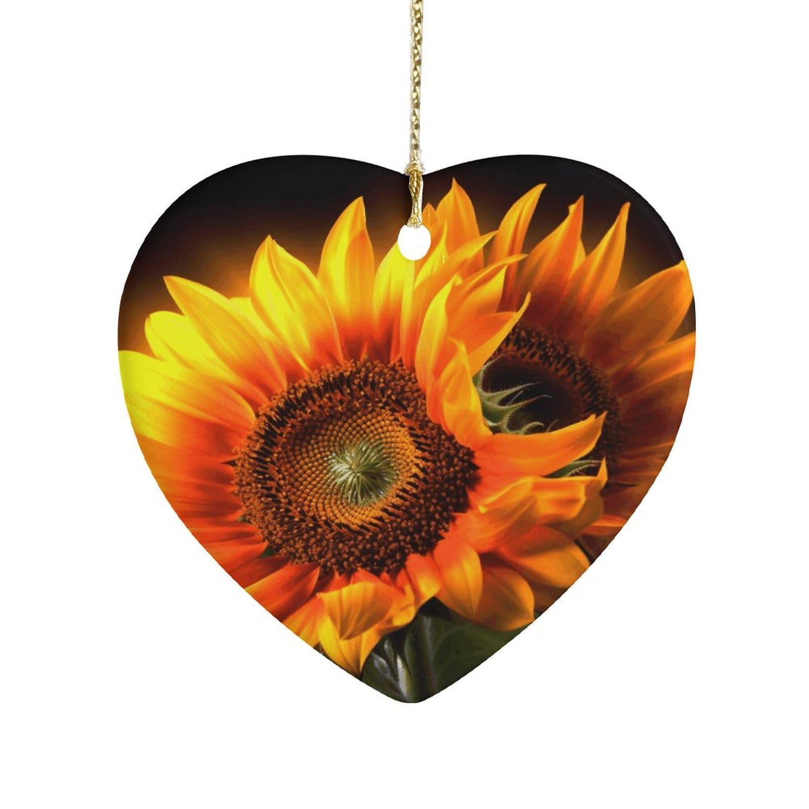 Fekiloot Style Orange Sunflower Wallpaper Ceramic Ornament Home Decor Keepsake