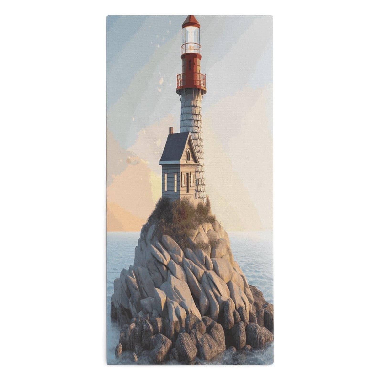 Btcowzrv Style 3D Seaside Lighthouse Bath Towel Beach Towels Shower Towel