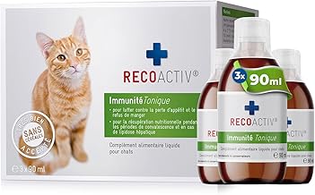RECOACTIV Immunity Tonic for Cats, 3 x 90 ml, Dietary Supplement for Immune Support and Deficiency Prevention, Stimulating Dietary Appetite