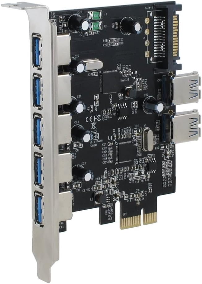 SEDNA - PCI Express USB 3.0 7 Port Adapter (Support Win 8 Uasp, Super Fast Speed), SATA Power Connector