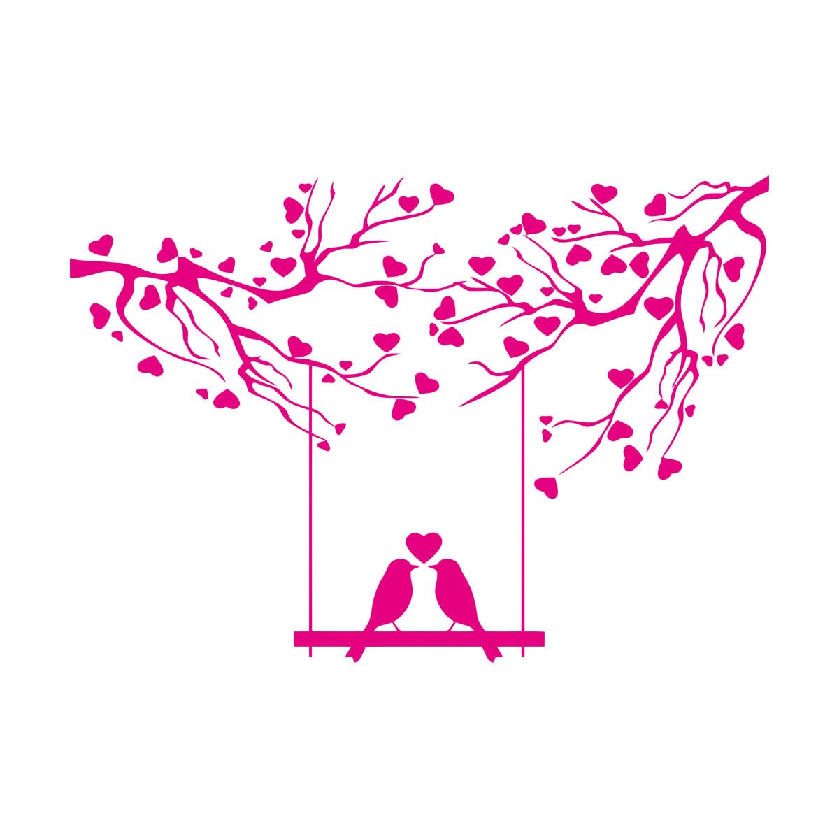 Vinyl Wall Decals Birds Tree Branches Heart Love Romance Swing 72x104.9cm Multiple Size Options Extra Large Rosered