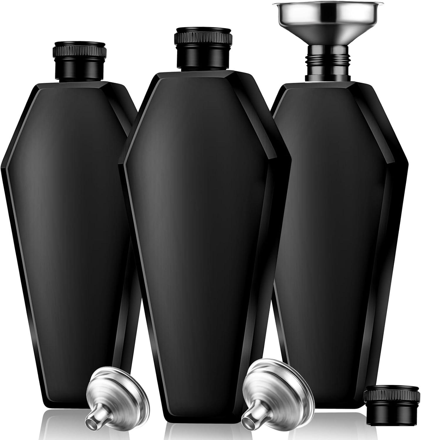 3 Pieces Flask Set 3.5 oz Flasks Coffin Flasks with Funnel