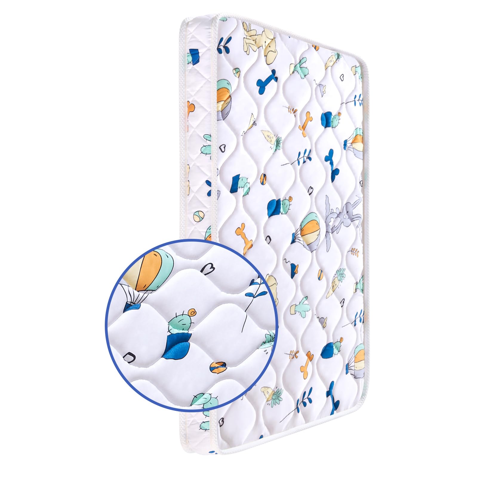 Mini Crib Mattress 38" x 24" x 4"- Firm Support and Comfort Premium Foam,Noiseless and Odorless,Hypoallergenic Mini Crib Mattress,Fits Mini and Portable Cribs,Dual Sided with Soft Breathable Fabric