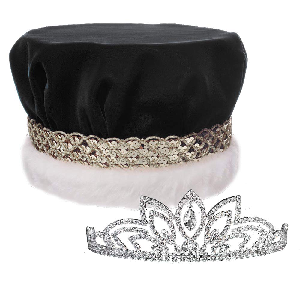 Anderson's Black and Silver Velvet Crown and Jemima Tiara King and Queen Set