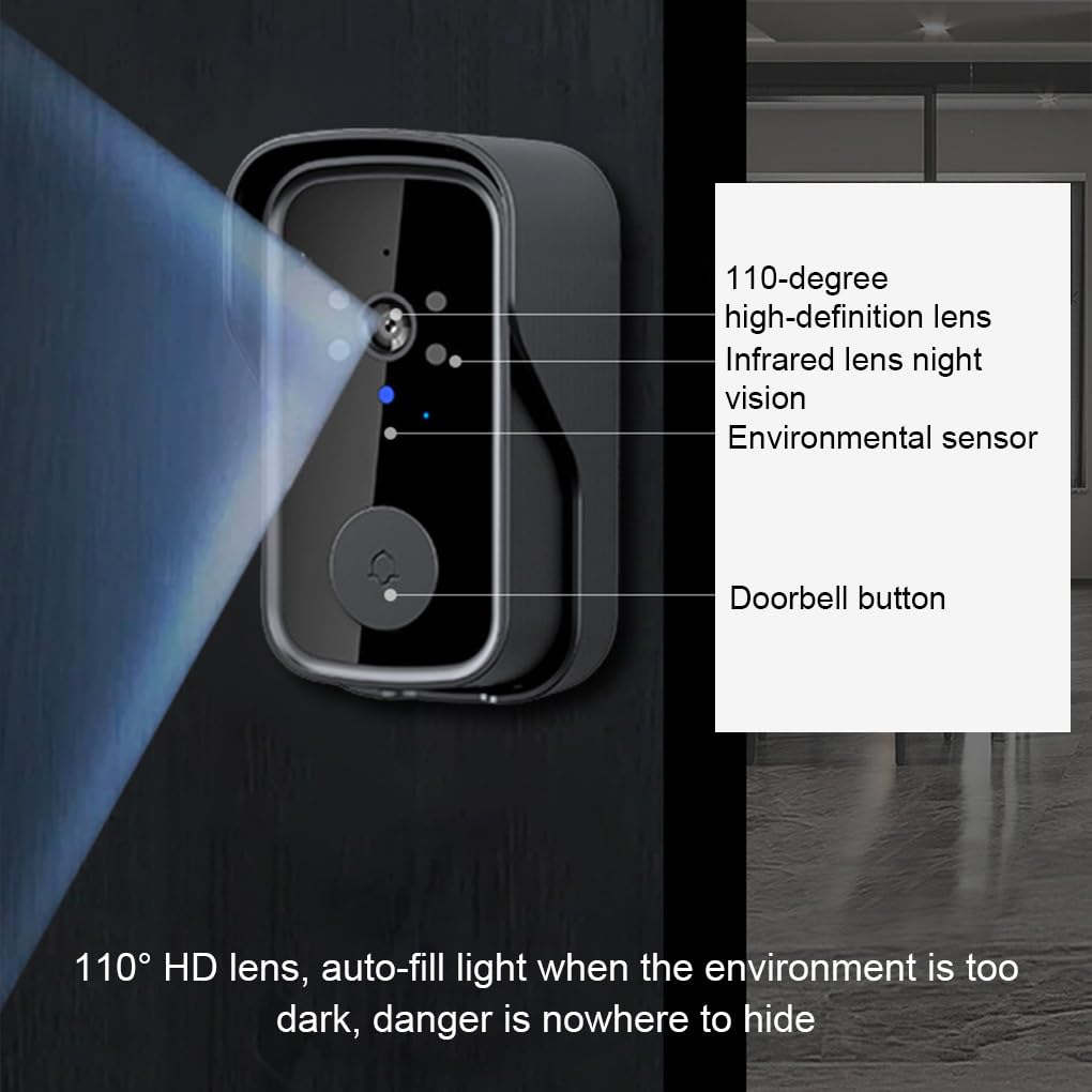 Timbre inalámbrico con Captura de Tono de Llamada, intercomunicador de Voz bidireccional y Video Pixel a Todo Color de definición. Timbre inalámbrico con cámara y