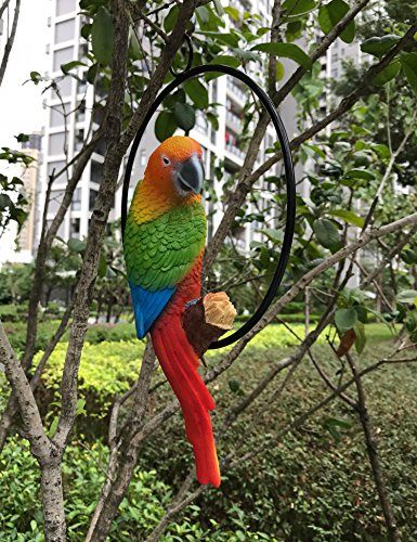 Fafajoy Hanging Parrot Statue Sculpture On Ring Lawn Ideal Decor For Patio Home And Garden #TOP3