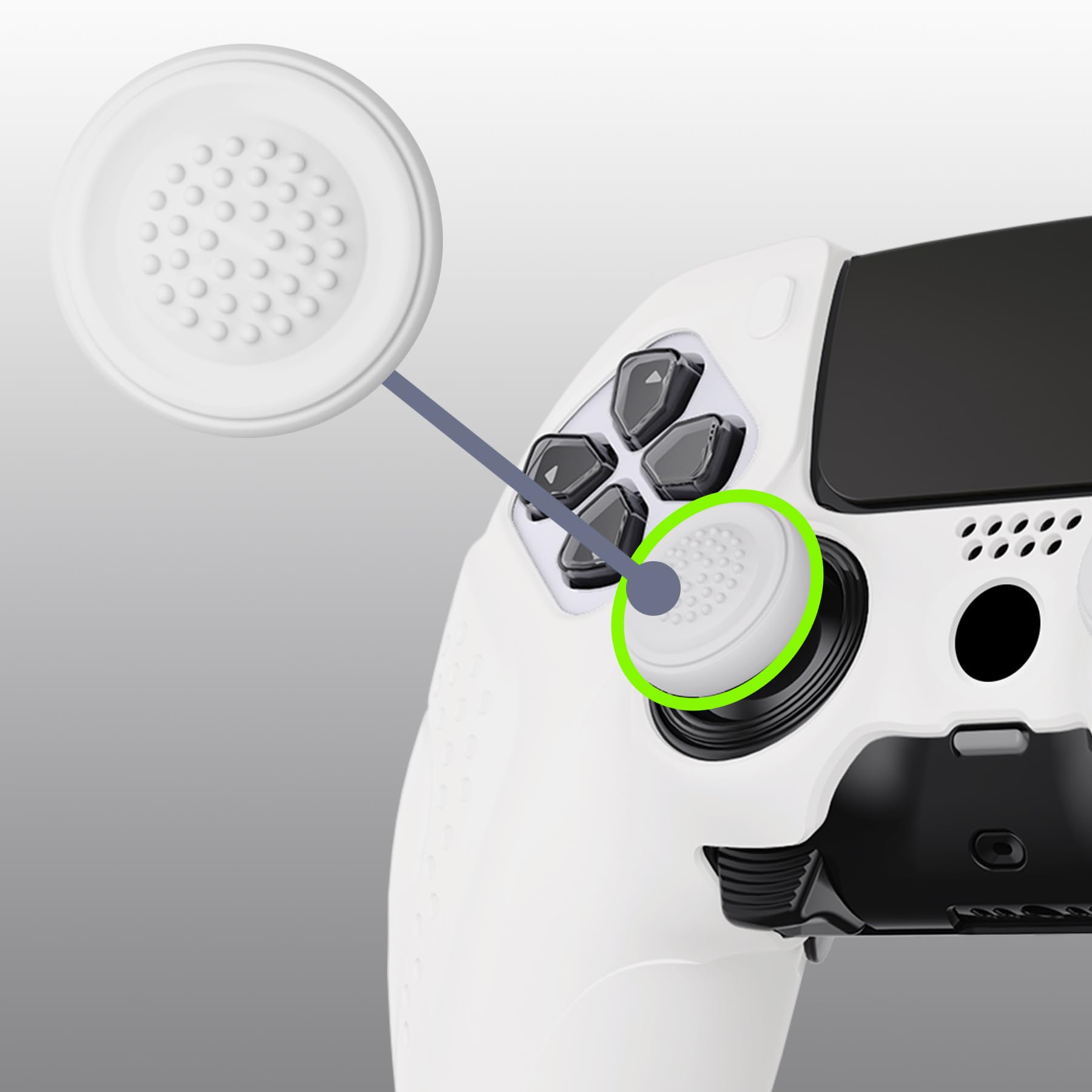 PlayVital Protection Manette pour ps5 Edge Coque Silicone avec Capuchon Joystick,Housse pour ps5 Edge Controller Protège Accessoires-Blanc，Guardian Edition