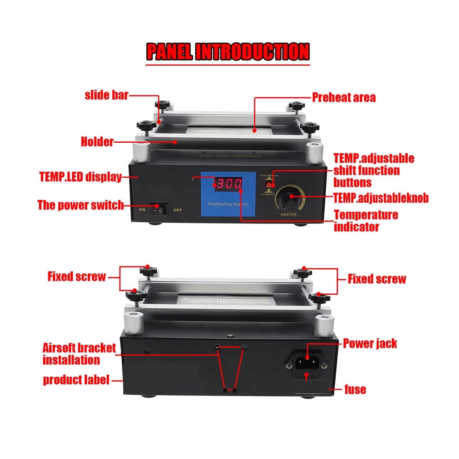 853A cyfrowa stacja lutownicza z podgrzewaniem wstępnym High Power 50Hz ESD stacja lutownicza BGA PCB rozlutownica podgrzewanie IR Rozlutowanie elektroniczne
