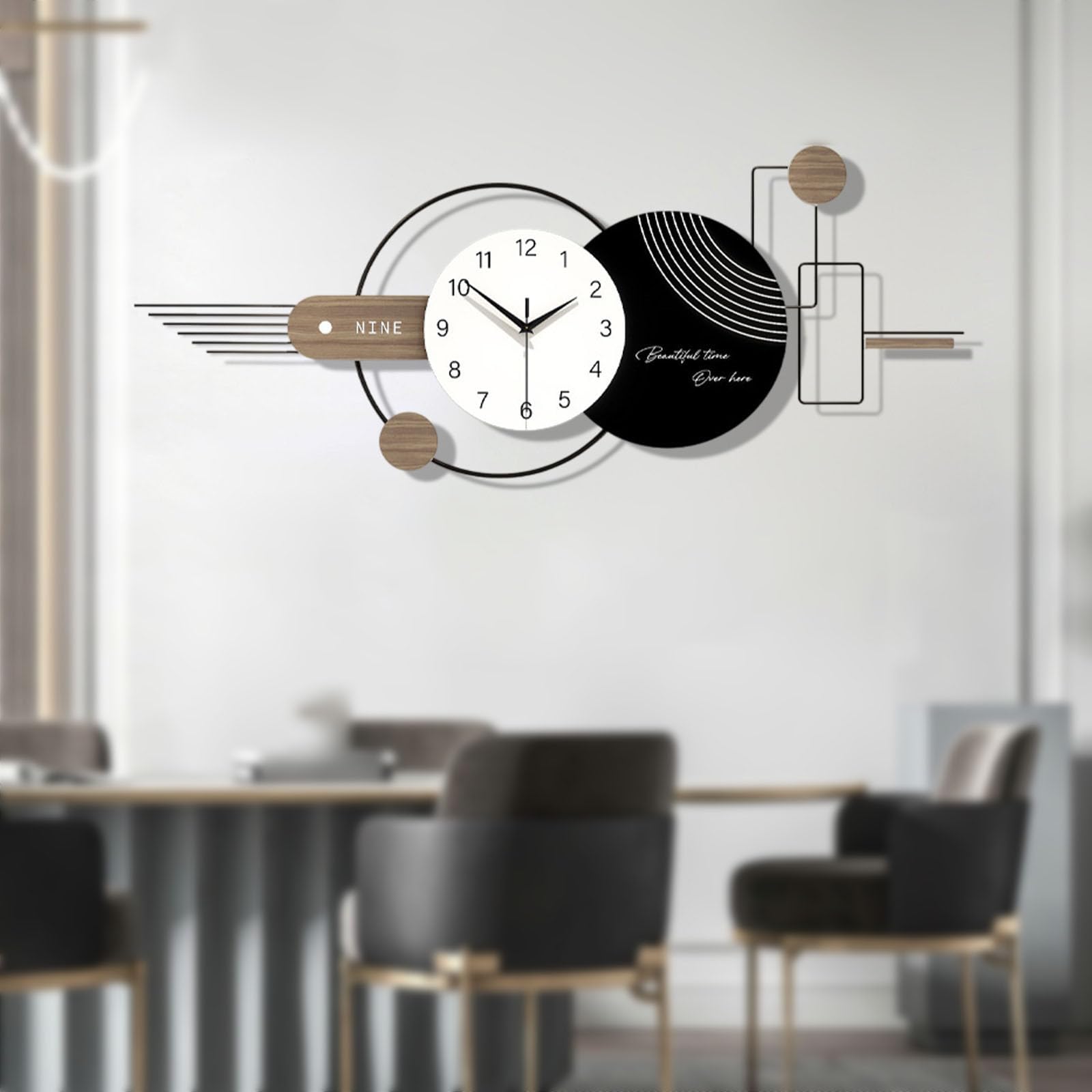 Modern Große Wanduhr, Stille wanduhr Ohne Tickgeräusche, Kreativer Minimalistisch Stil Dekorative Wanduhr, Metallrahmen, für Küche Schlafzimmer Büro,100 * 40 cm (Schwarz und Weiß)