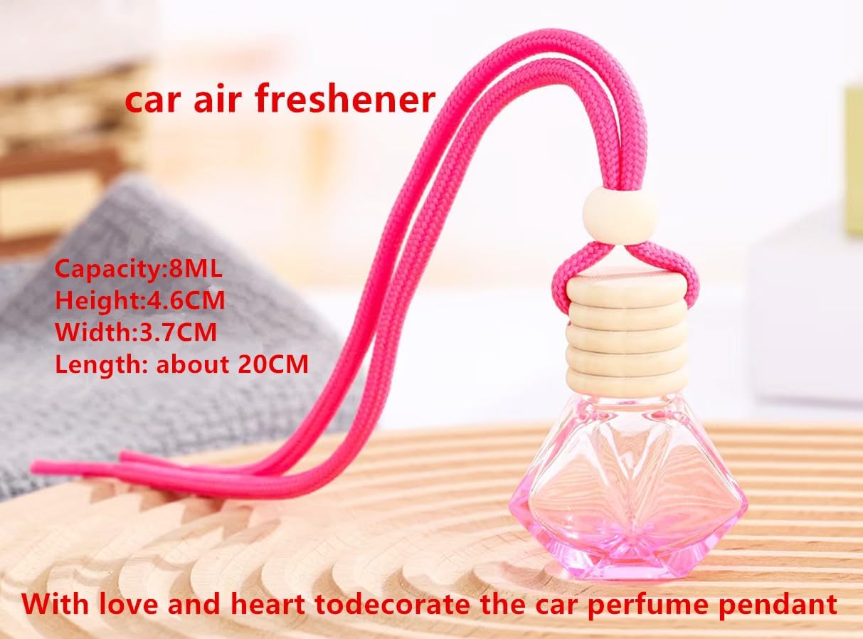 Red Car Air Freshener 8ML Car Perfume Glass Pendant 2PCS with 20ML Spare Natural Perfume Decoration Car Perfume Air Freshener(Colognes)