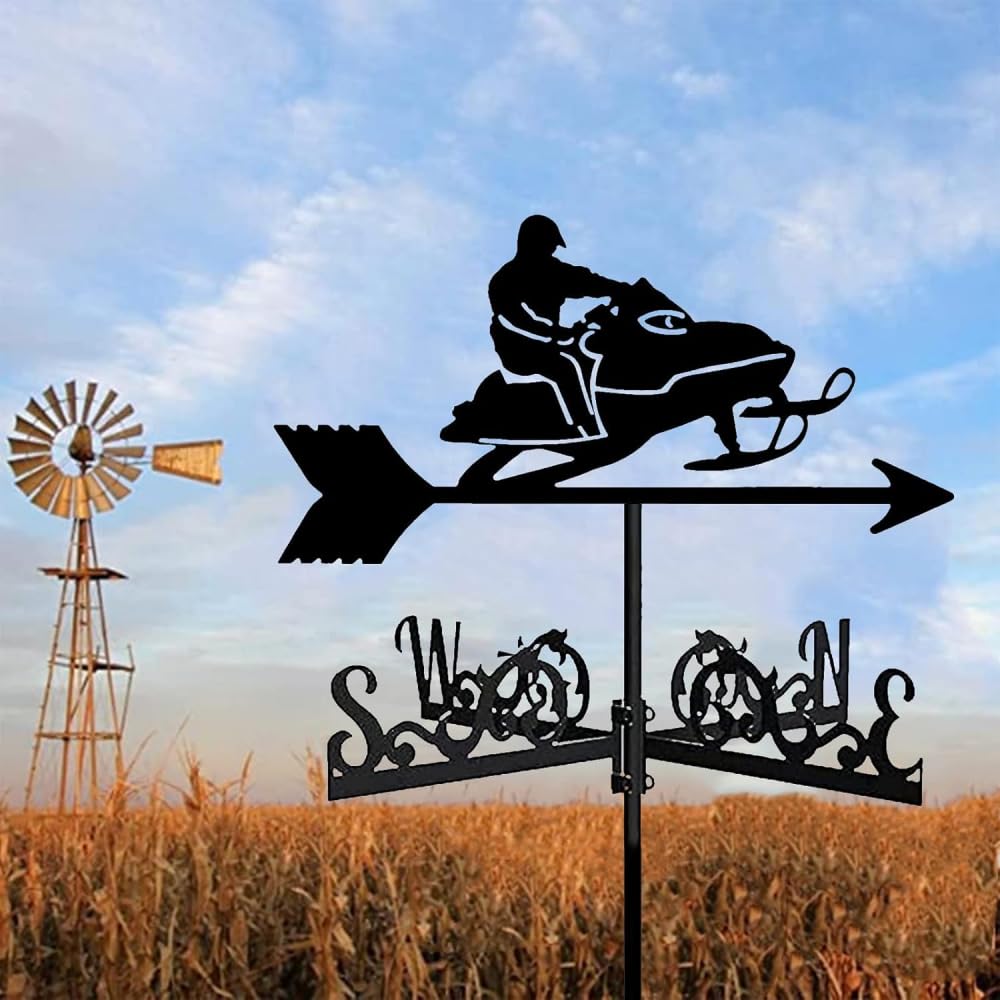 Wykwintny metalowy wiatrowskaz ornament wiatrowskaz ze stali nierdzewnej w kształcie retro wiatrowskaz, scena farma wiatrowa ogród palik dekoracyjny kierunek I,