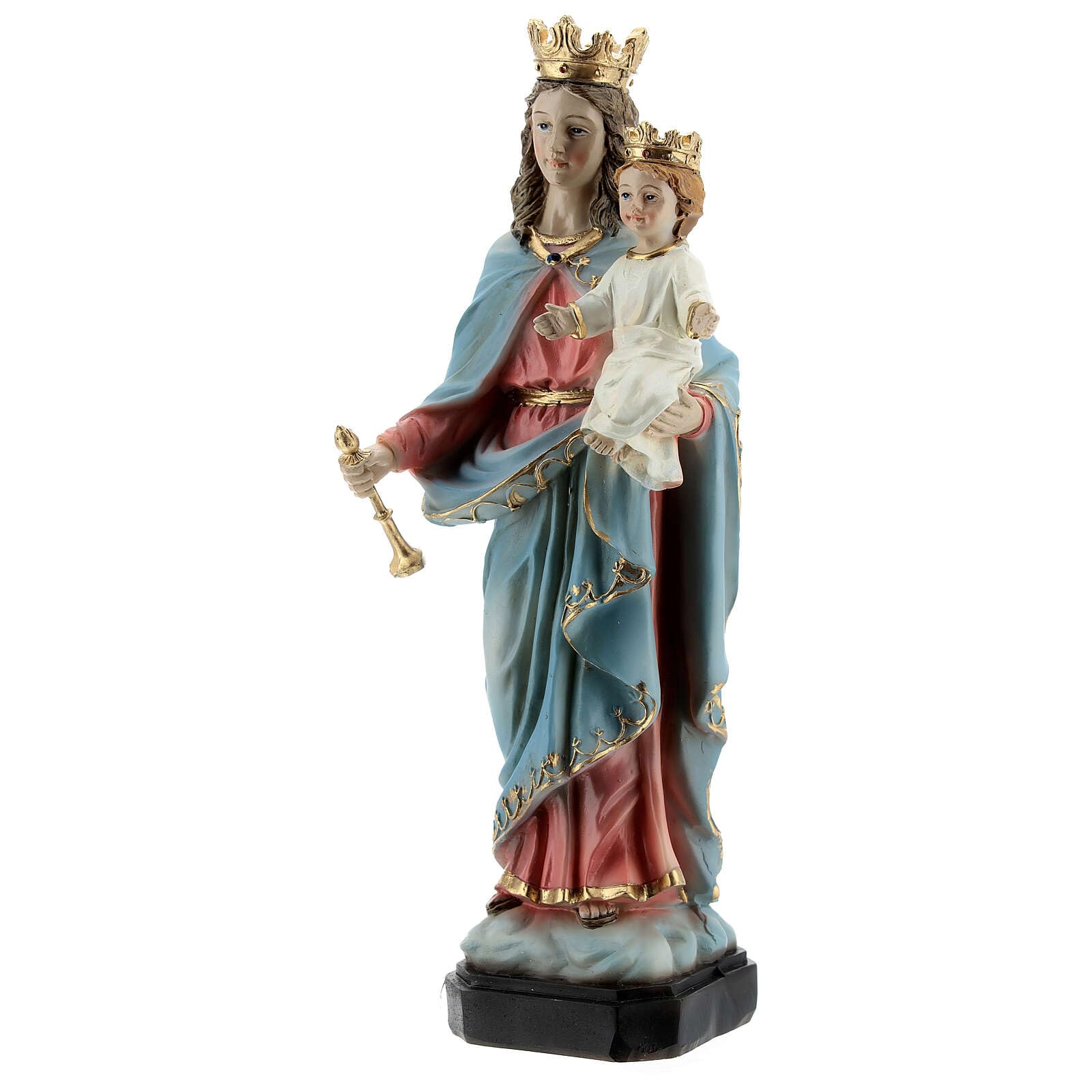 Holyart Statue in resina e PVC: Statua Maria Ausiliatrice base effetto legno resina 20 cm