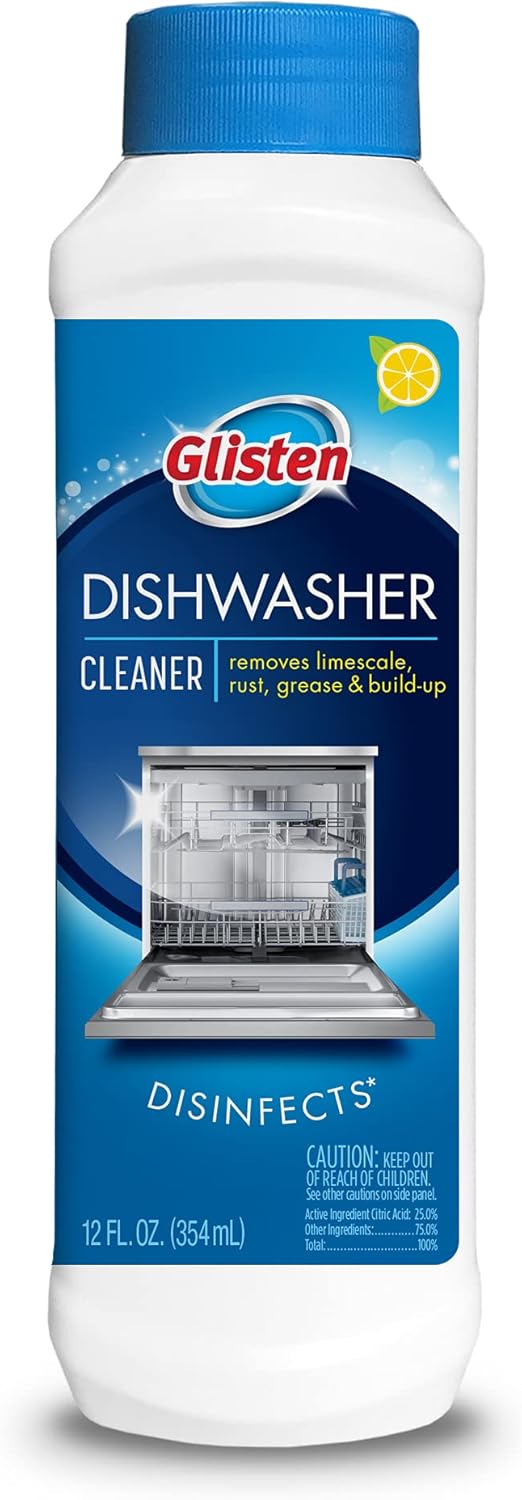 Glisten Dishwasher Cleaner & Disinfectant, Removes Limescale, Rust, Grease and Buildup, All-Natural, Fresh Lemon, 3-Pack (DM06N) : Everything Else