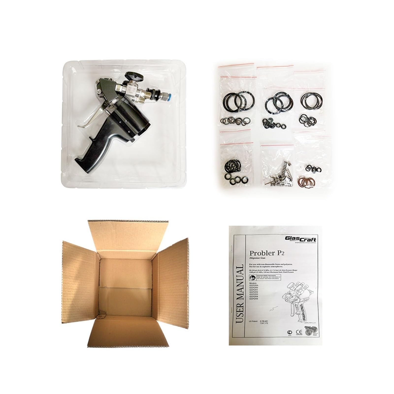 Pistola pulverizadora de espuma poliuretano P2, pistola con purga aire y mango aluminio fundido accesorios Para uso de bricolaje