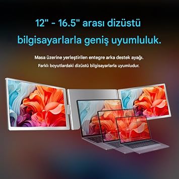 Ultrax 14 İkili Taşınabilir Monitör, Çoklu Ekran 1200p Notebook Monitör, Tek Kablo
