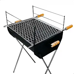 Churrasqueira A Carvão Com Grelha Inclusa 96cm Aço Reforçado Para Espetinho Grande E Grelha Zincada