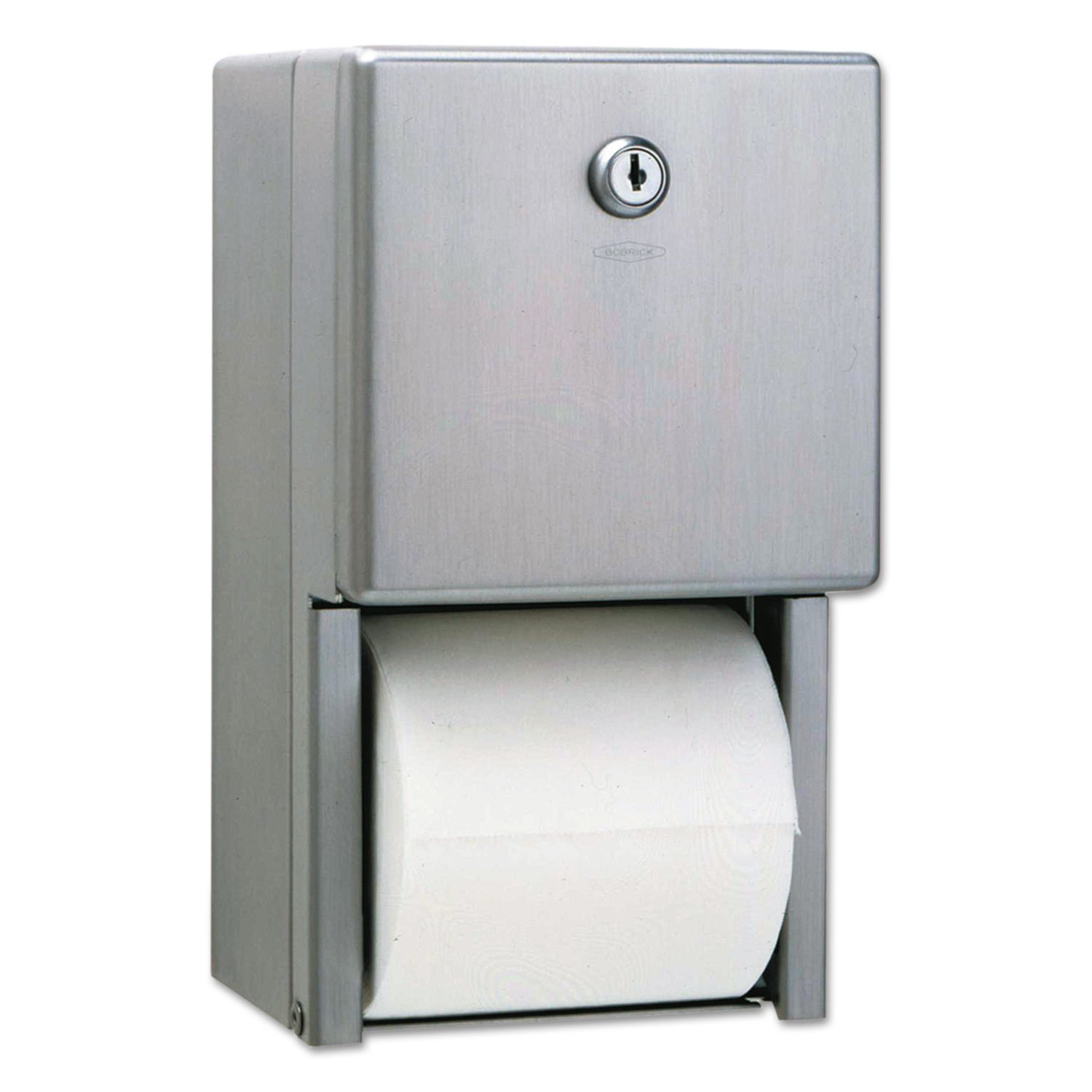 Washroom 2-roll Steel Bath Tissue Dispenser by Bobrick – 6.5" x 6.5" x 11.5", Stainless Steel, Satin,stainless Steel, Model 2888