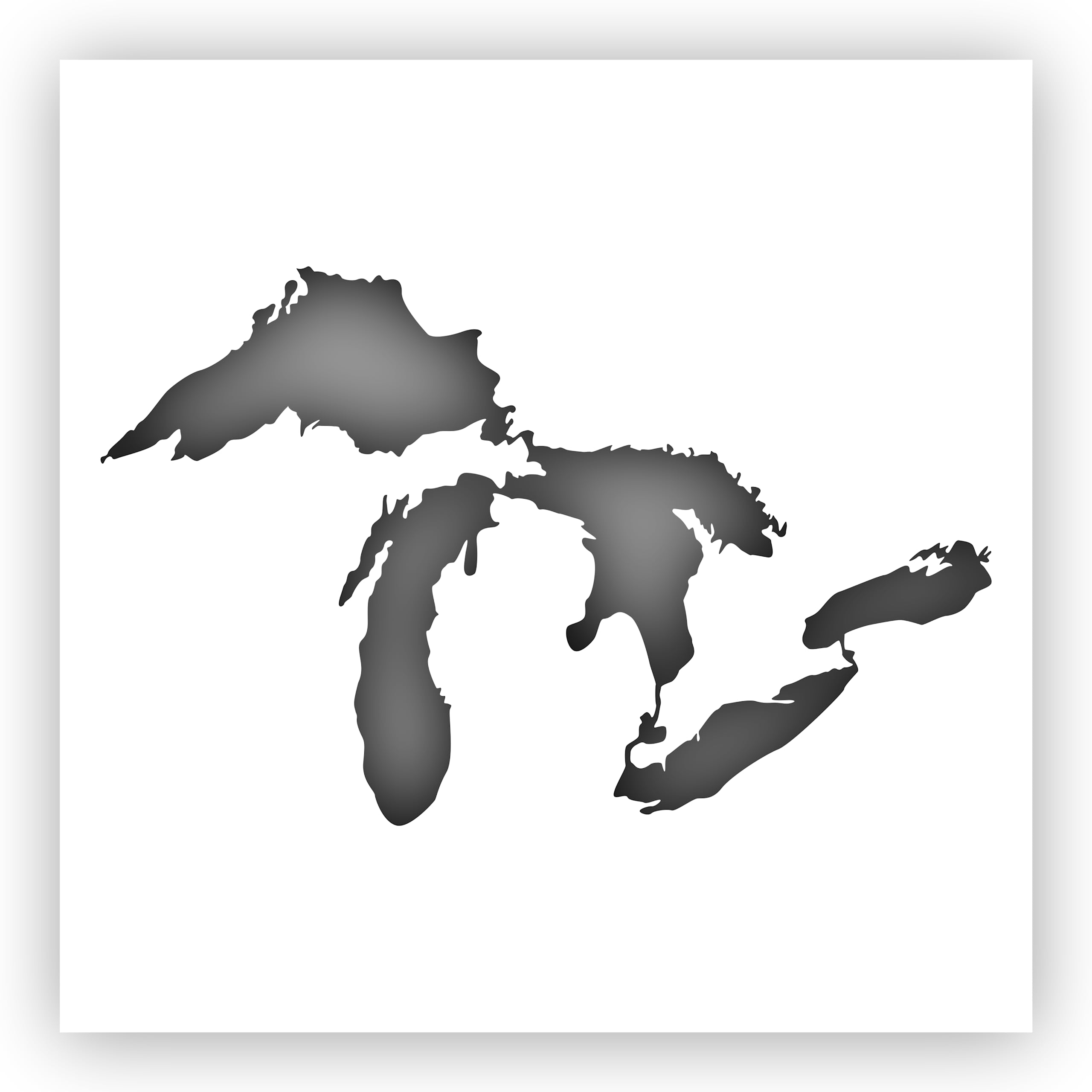 Great Lakes Superior Michigan Wisconsin Stencil - Choose a Size (6"x6") - Laser-Cut Reusable Plastic