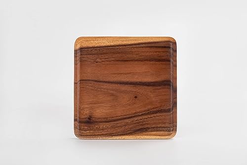 Miniatura 3 de SiamMandalay Platos anidables de madera de acacia cuadrados de lujo (juego de 4) platos de madera para servir platos y postres, vajilla de cocina o