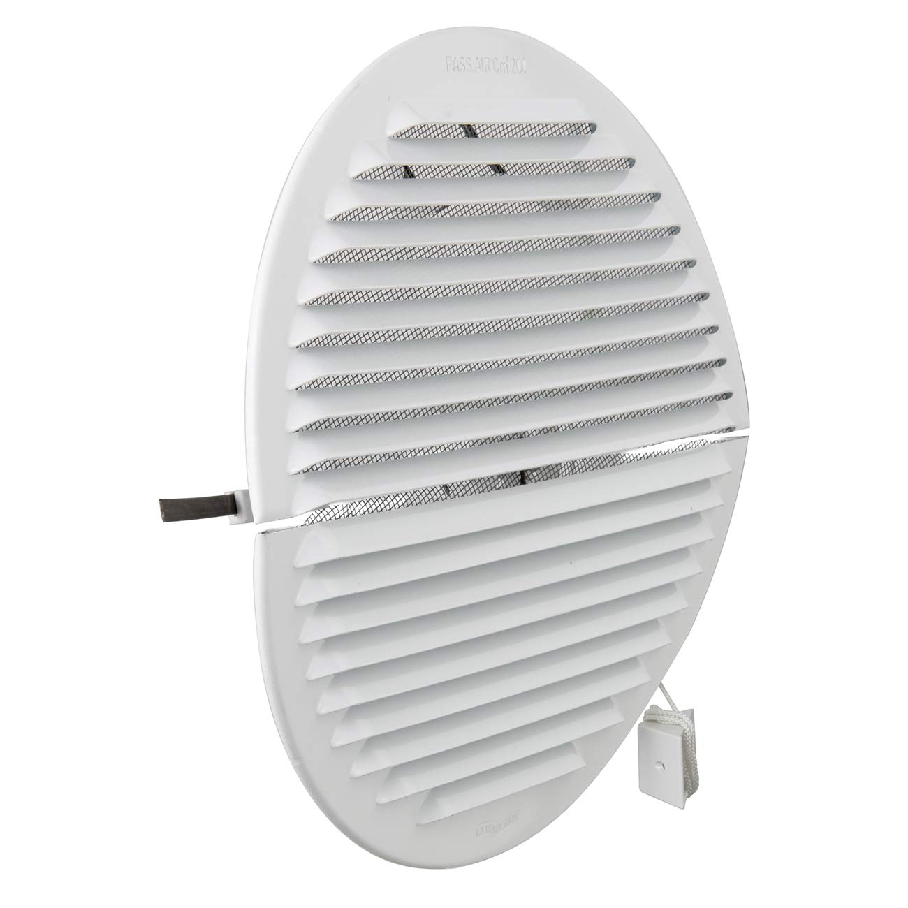 La Ventilazione GABDF200R Griglia di ventilazione tonda pieghevole in Alluminio verniciato bianco con rete antinsetti, diametro ø235 mm