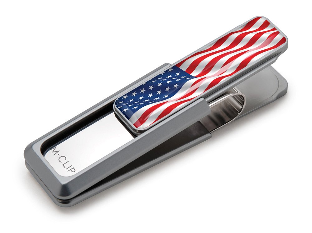 M-CLIP USA American Flag Stars & Stripes Money Clip, Cash and Credit Card Holder, Metal Wallet Alter