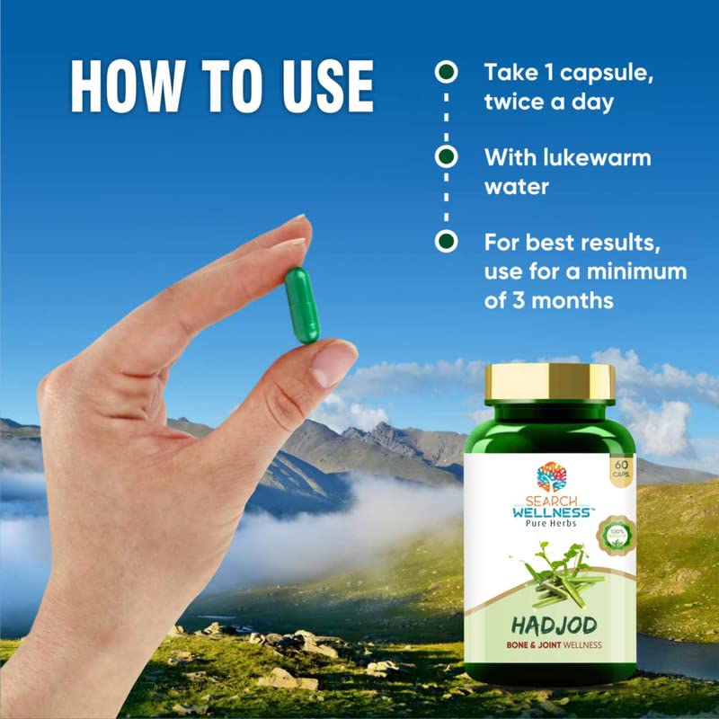 Search Wellness Ayurvedic Hadjod 60 Capsules (Pack of 1) | Natural Ayurvedic Medicine for Joint Health | Reduce Swelling & Relieve Pain | Improving Mobility and Flexibility of Bones 2