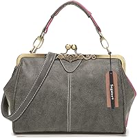 Segater Women's Vintage Retro Kiss Lock Crossbody Purse - Small Frosted PU Leather Messenger Tote Bag