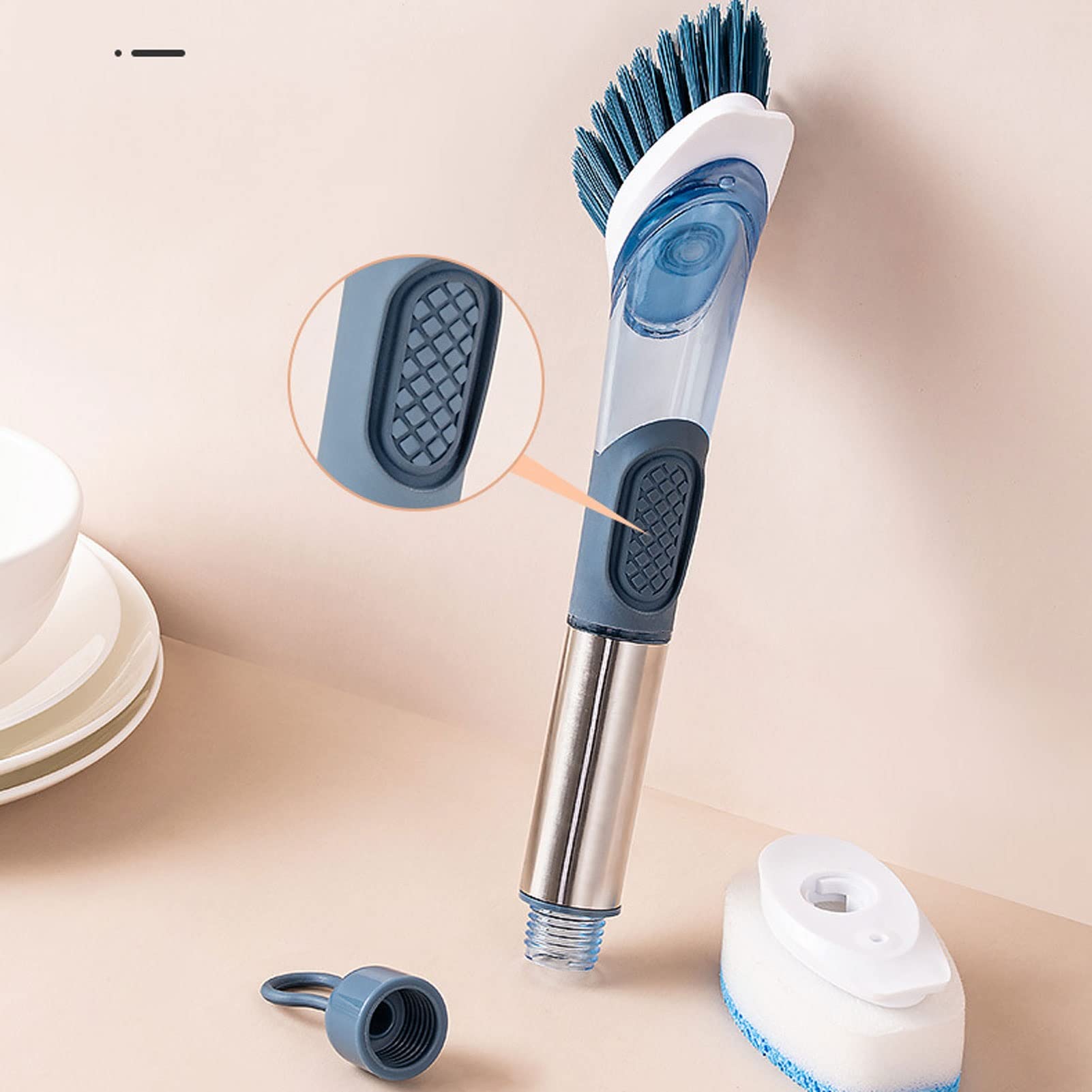 Brosse Vaisselle Avec Réservoir Brosse à Vaisselle Avec Réservoir - 2 Brosses Avec Distributeur De Liquide Vaisselle Nettoyage Casseroles éviers