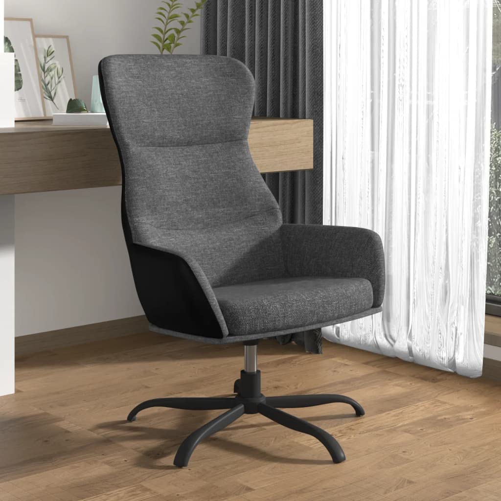 Relaxsessel Hellgrau Stoff mit Metallgestell, drehbar 360 Grad, gepolstert mit Schaumstoff, ergonomisch bequemer Lounge Sessel für Wohnzimmer, Büro, Leseecke, mit Armlehne und Rückenlehne