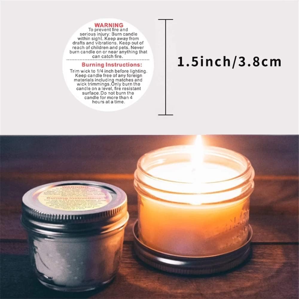 1000 Pcs Candle Warning Labels - Safety Stickers for Candle Making DIY Jars & Tins (White, 1.5 inch Round, For Jars/Tins)