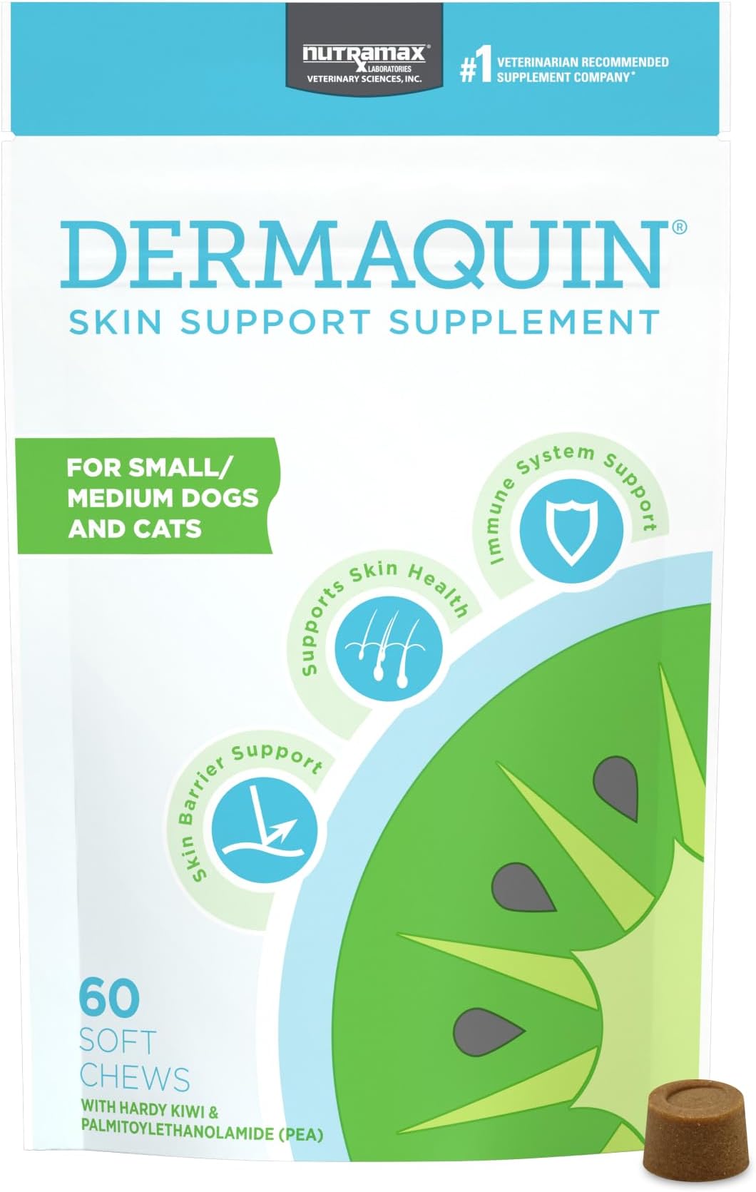 Dermaquin Skin Support Sm/Med Dogs 5-30 lbs & Cats 60 ct