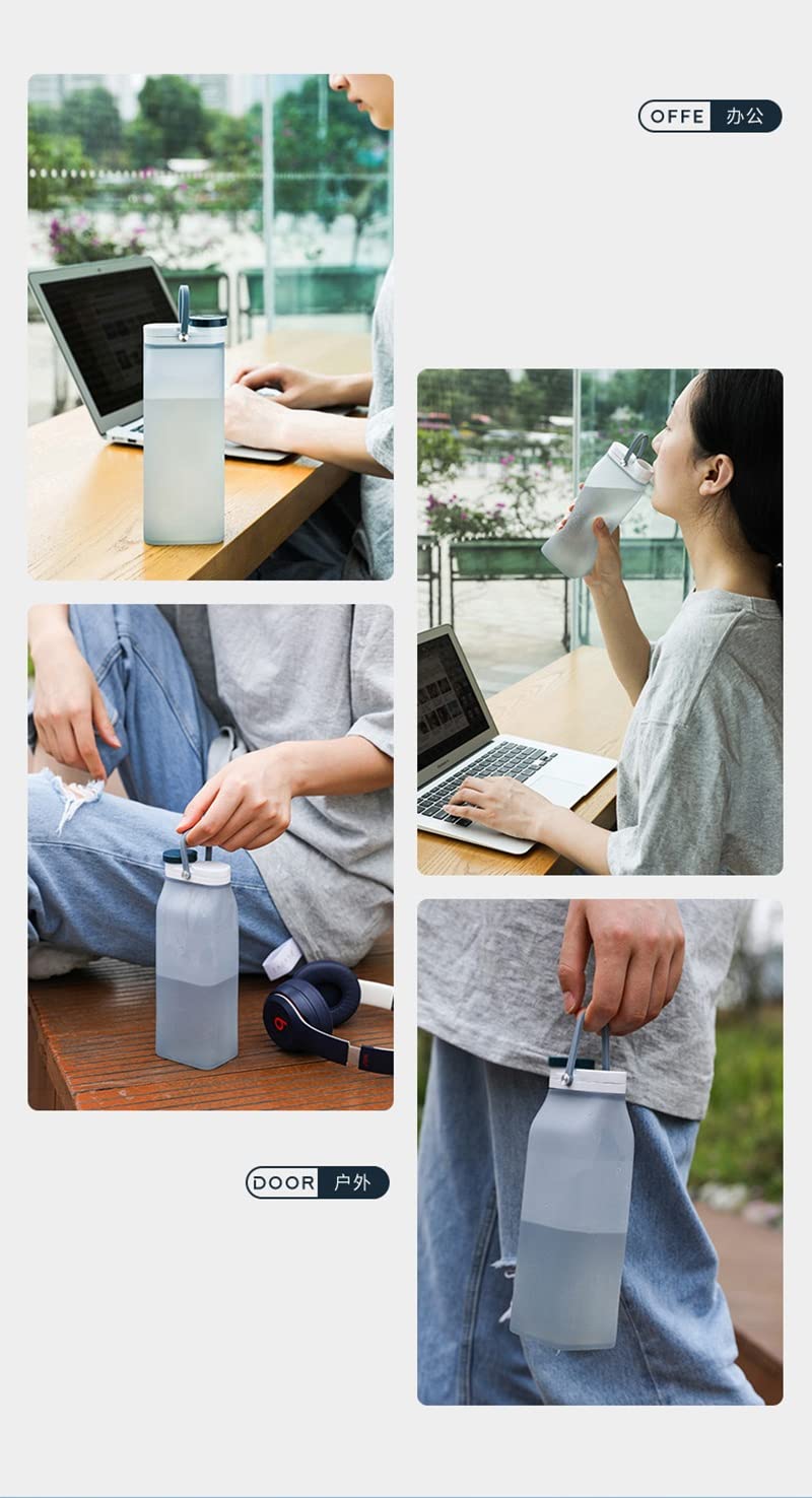 Verre d'eau Bouteille d'eau Pliable de 600 ML de Silicone de 600 ML de qualité Alimentaire Portable Pliable Boisson Pliable Tasse de Sport for la Tasse de Camping Coupe (Size : Yellow)