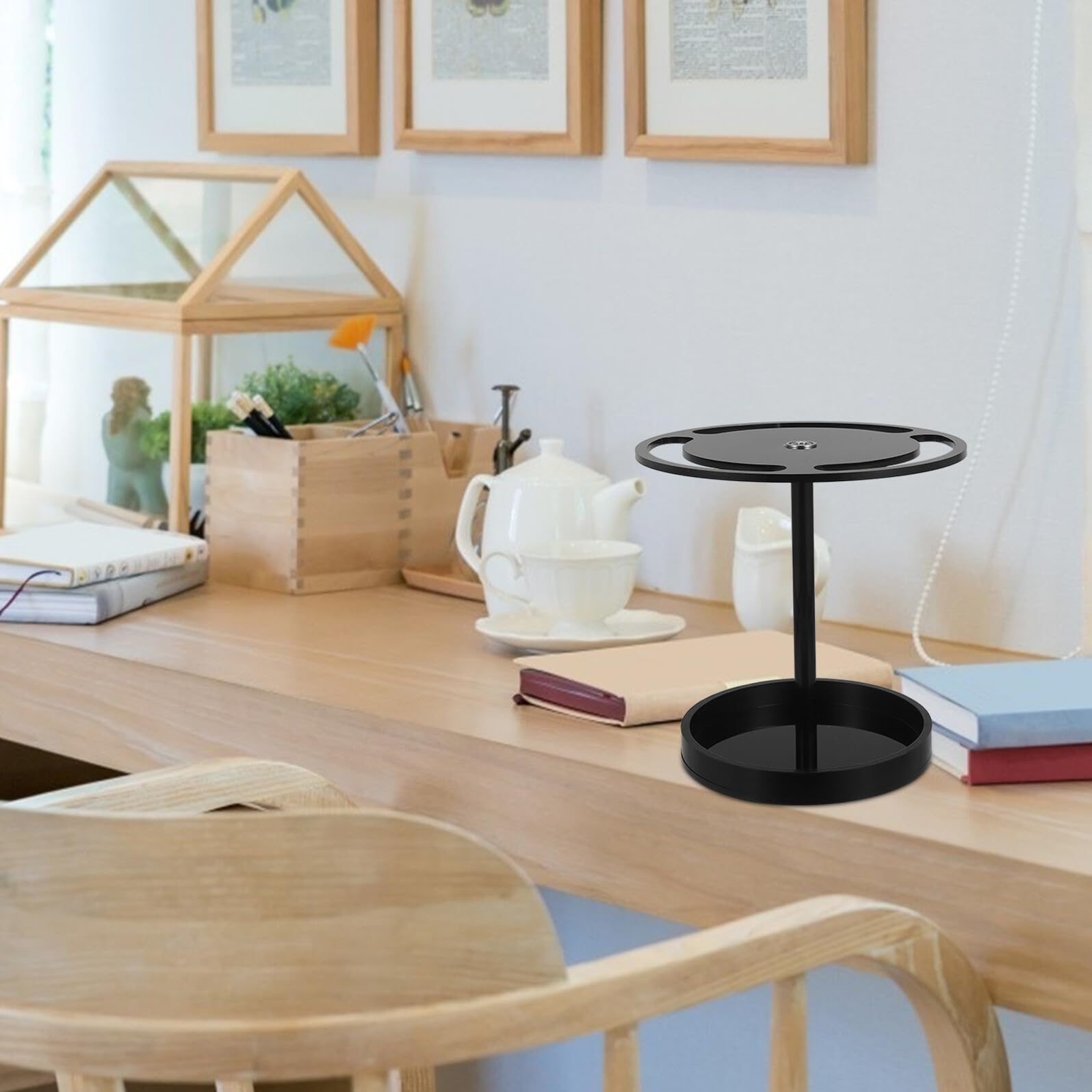 Cabilock Drehbarer Acryl Sonnenbrillenhalter mit Stabilem Sockel Kompakter Brillenorganizer für Schreibtisch Schwarzer Brillenständer zur Aufbewahrung und Präsentation