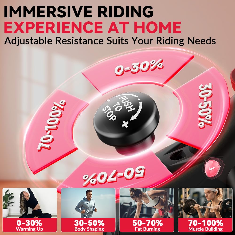 Cyclette stazionaria, Spin Bike Home Gym Equipment, sella e manubrio regolabili, monitor LCD e supporto per tablet, resistenza 0-100%, allenamento cardio, fitness indoor