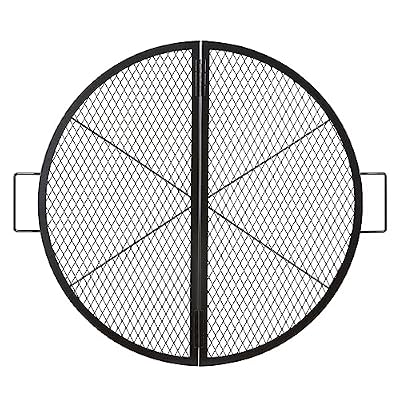 VEVOR X-Marks Fire Pit Grill Grate, Foldable Round Cooking Grate, Heavy Duty Steel Campfire BBQ Grill Grid with Handle and Support X Wire, Portable Camping Cookware for Outside Party, 36 Inch Black