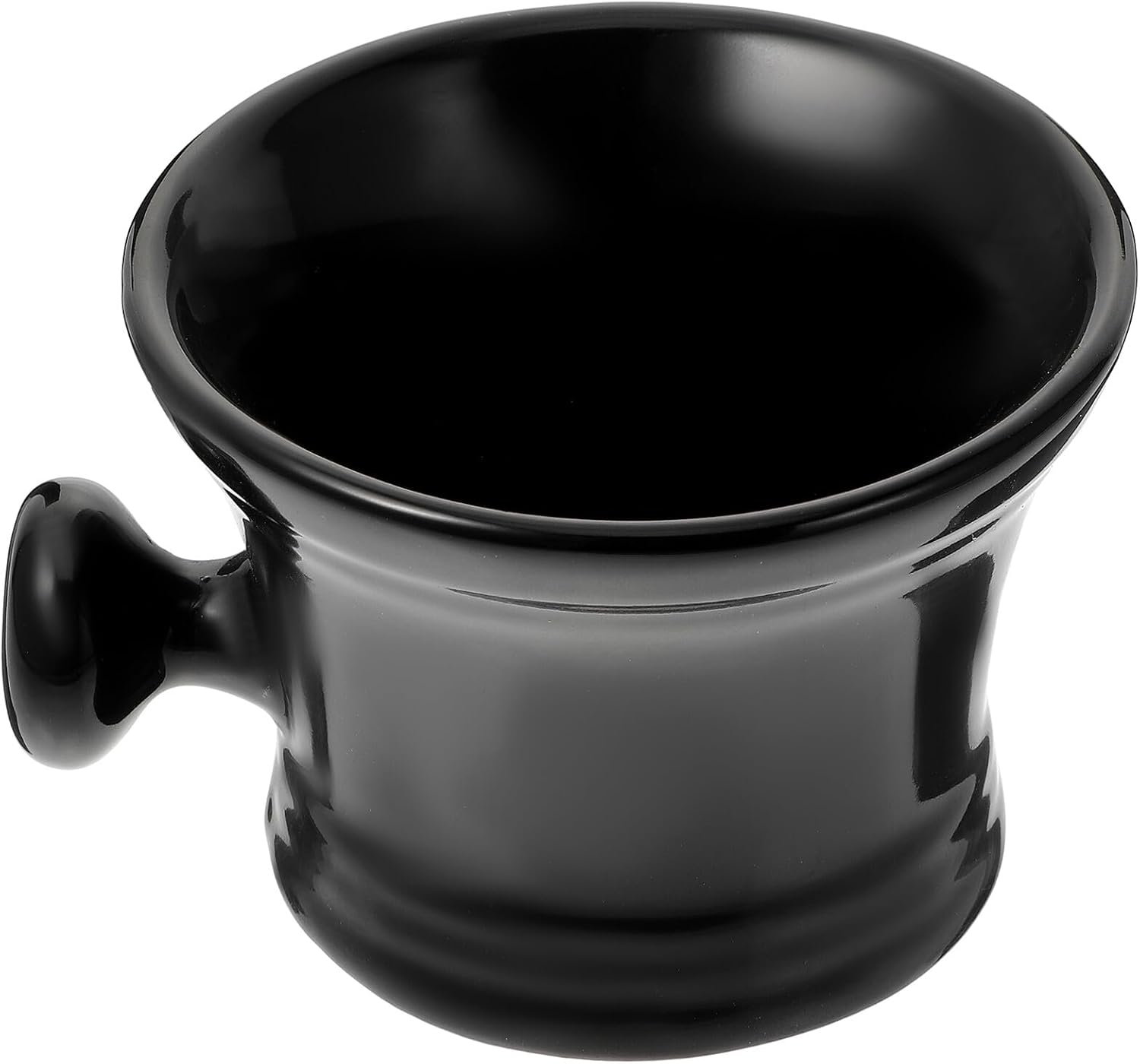 Men’s Black Shaving Soap Foaming Bowl with Wide Mouth for Barber Shop and Home Use, Practical Male Shaving Accessory for Cream Lathering and Wet Razor Shave