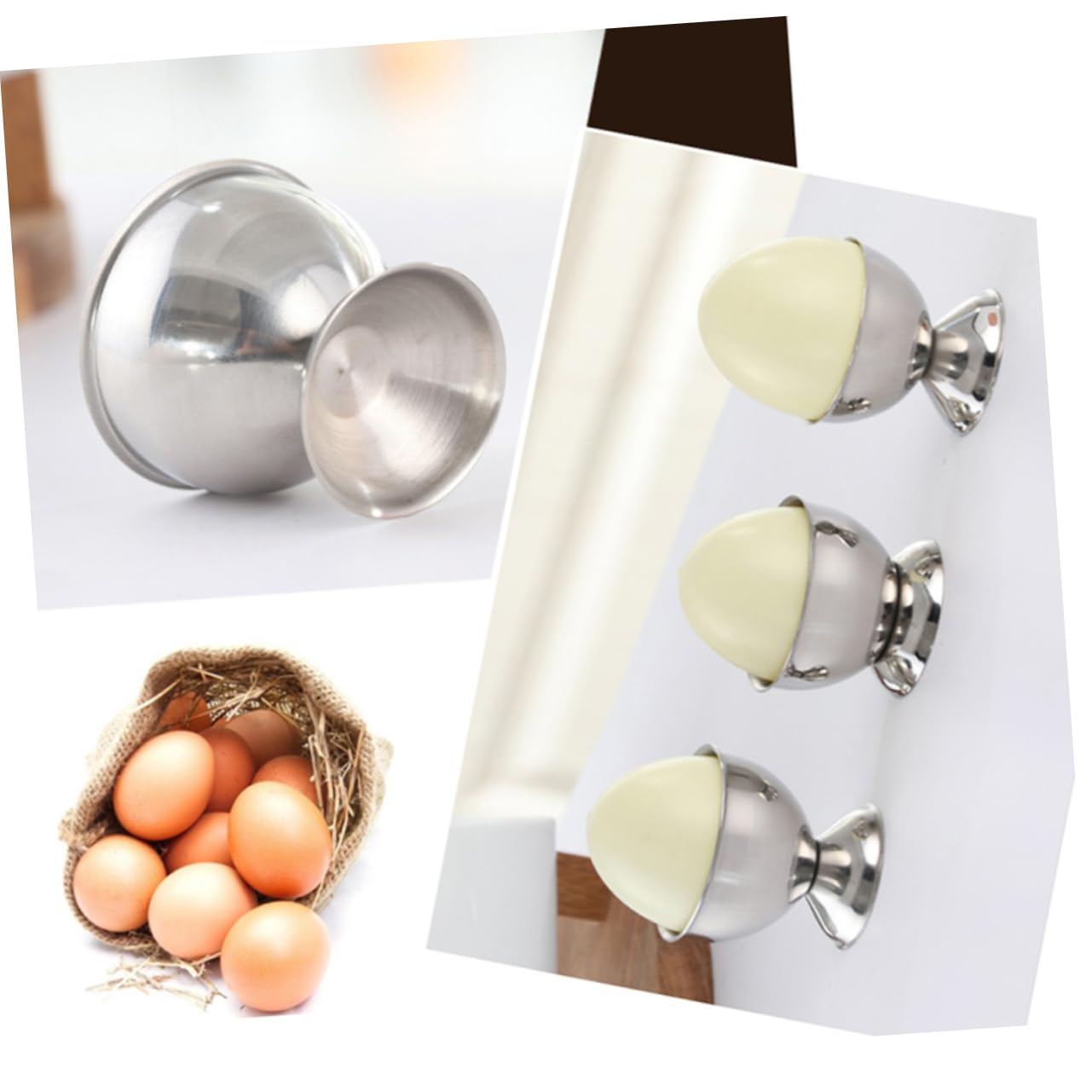 OKUMEYR 2pcs Egg Holder Egg Cup Egg Tray Holder Egg Poacher Cups Egg Display Tray Breakfast Tray Egg Poaching Cups Egg Serving Cup Mini Beer Mugs Poached Egg Cooker Boiled Egg Stand Eggs