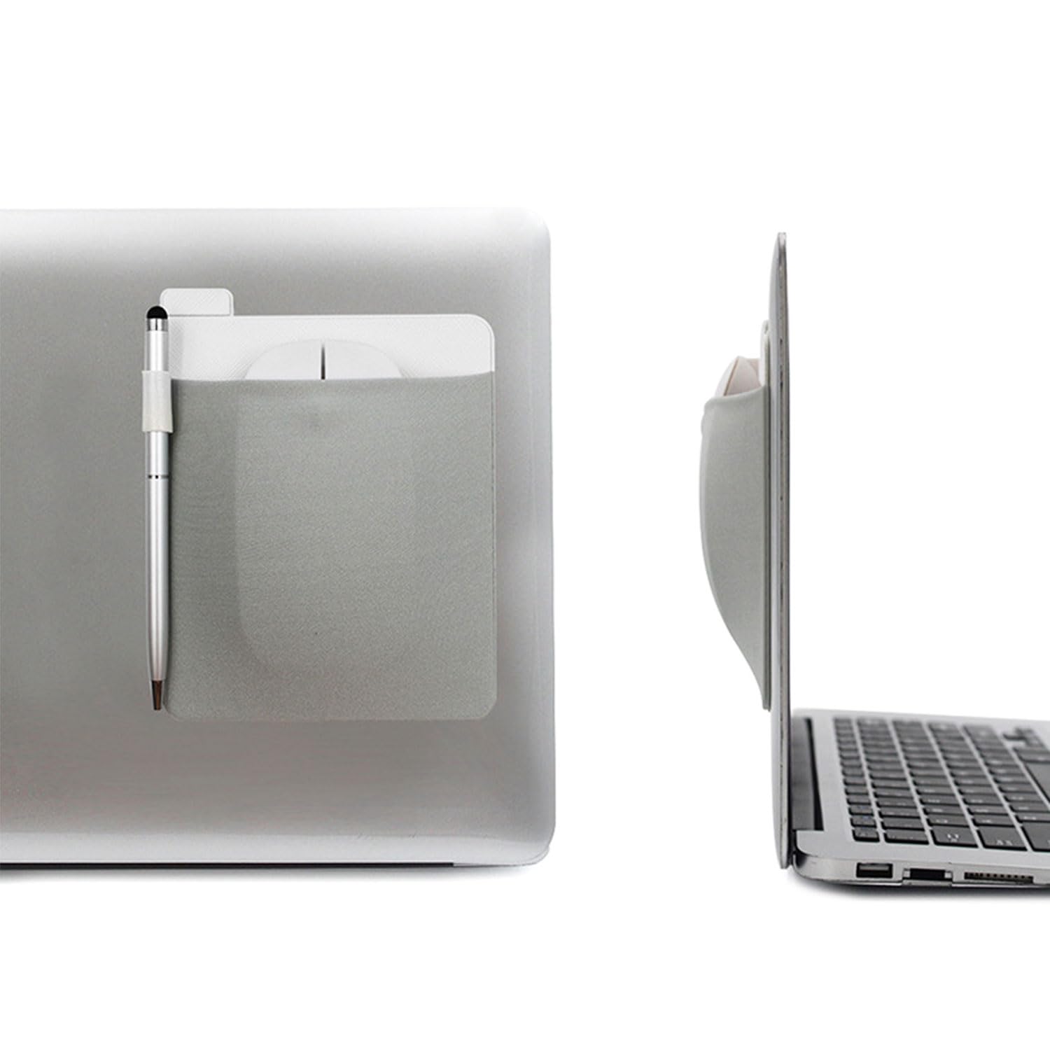 Portable Pouch for Laptop, Wireless Mouse and Mobile Hard Drive Storage Organizer Bag Applied to Laptop Computers, with Reusable Adhesive Carrying Case for SSD SanDisk (Grey)