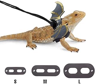 CHICKUSTORE Bearded Dragon Harness and Leash Adjustable (S, M, L, 3 Pack) - Soft Leather Reptile Lizard Leash with Cool Wings for Amphibians and Other Small Pet Animals