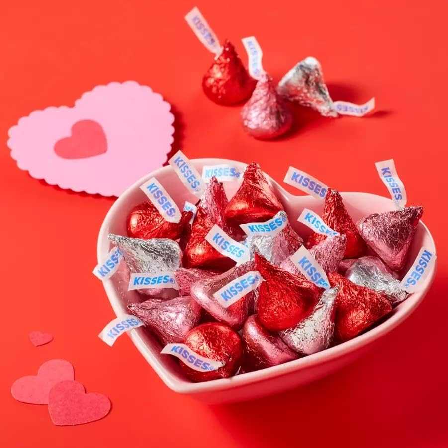 Miniatura 7 de Hershey's - Caramelo de chocolate con leche para el día de San Valentín, papel de aluminio rojo y plateado, para el día de San Valentín, besos a