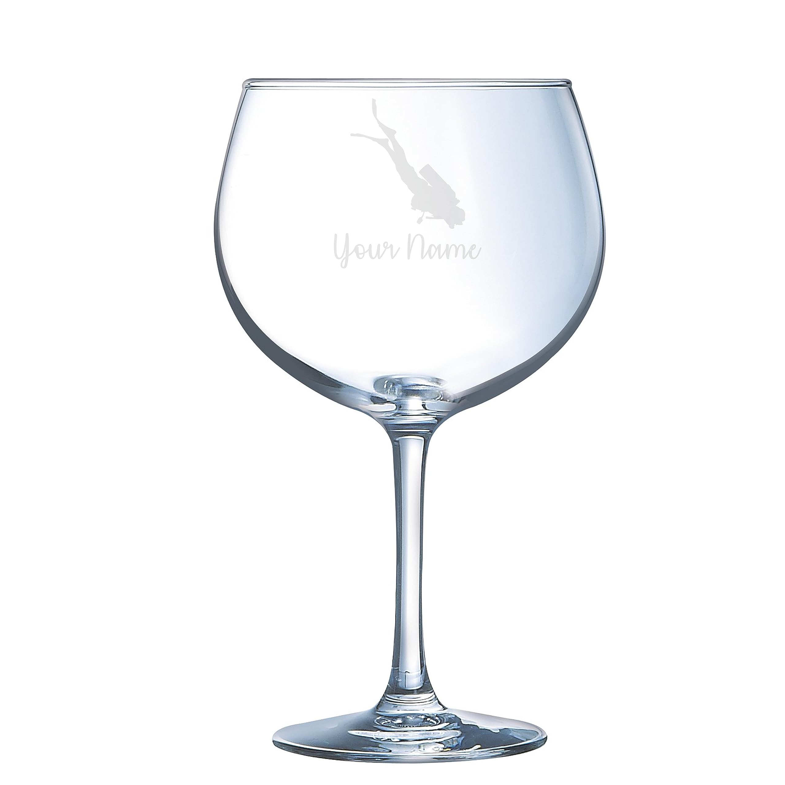 Personalised Scuba Diving Engraved Glass, Sports Gift for Him for Her (Balloon Gin Glass)