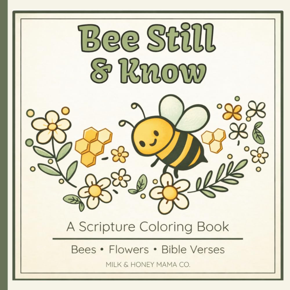 Bee Still and Know-A scripture coloring book: Christian Coloring Book for Women & Children- Bee Themed Designed with Bible Verses, Flowers, and Relaxing Faith-Based Inspiration