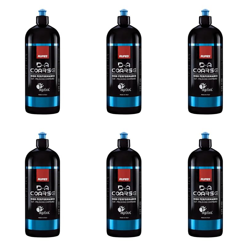 RUPES D-A Coarse composto abrasivo para polimento automotivo 1.000 mL, remoção de defeitos moderados a severos, pacote com 6