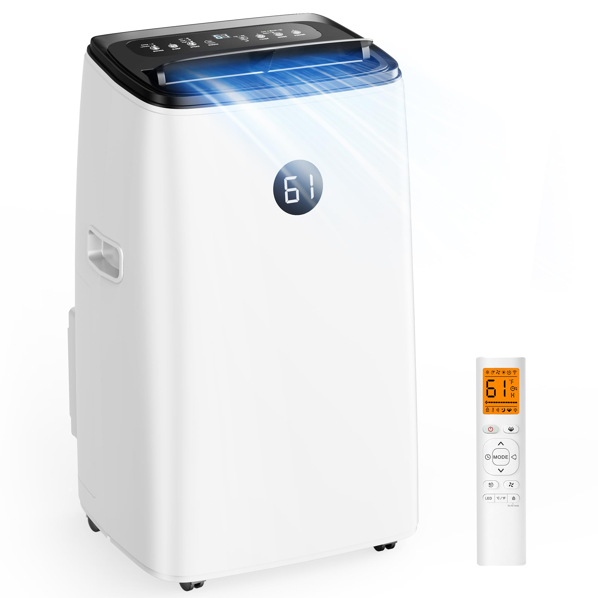 14000 btu inverter portable air conditioners cools up to 700 sq.ft, 3-in-1 dual hose portable ac unit with remote control, dehumidifier fan, smart quiet sleep mode, auto swing, for rooms bedrooms