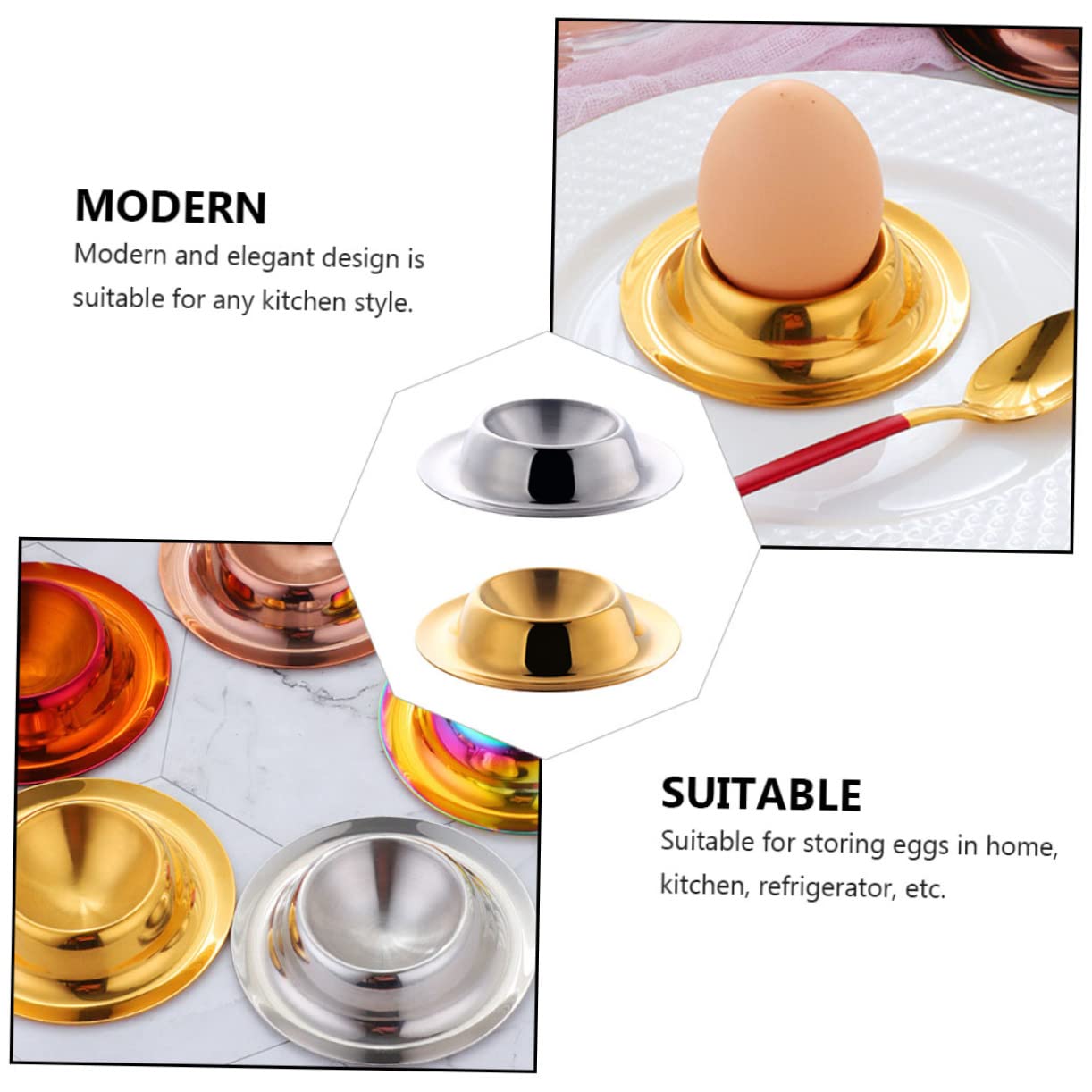 DECHOUS 6pièces Porte-œufs Acier Or Et Support Élégant pour Œufs Coque Et Amuse- pour Cuisine Et Déjeuner